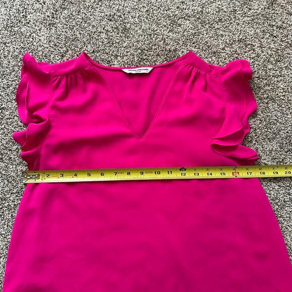 Amanda Uprichard hot pink flutter sleeve v-neck top size M - Picture 9 of 13
